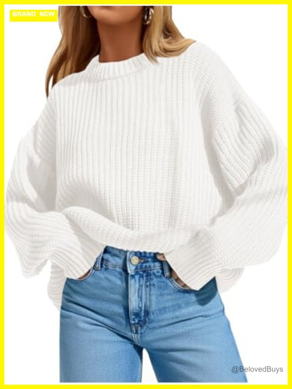 Oversized Crewneck Pullover Sweater Women Long Sleeve Knit